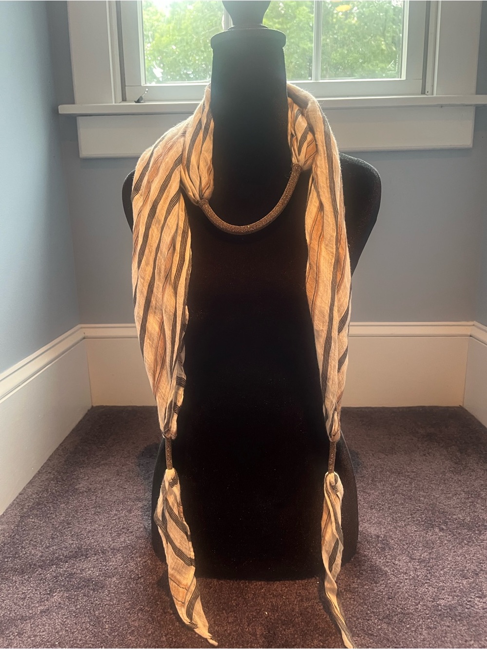 Brunello Cucinelli Cream and Brown Printed Silk Scarf - Picture 3 of 6